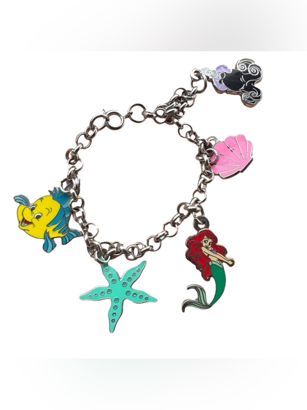 Disney Park The Little Mermaid Ariel Ursula Silver Chain Charm Cute Bracelet